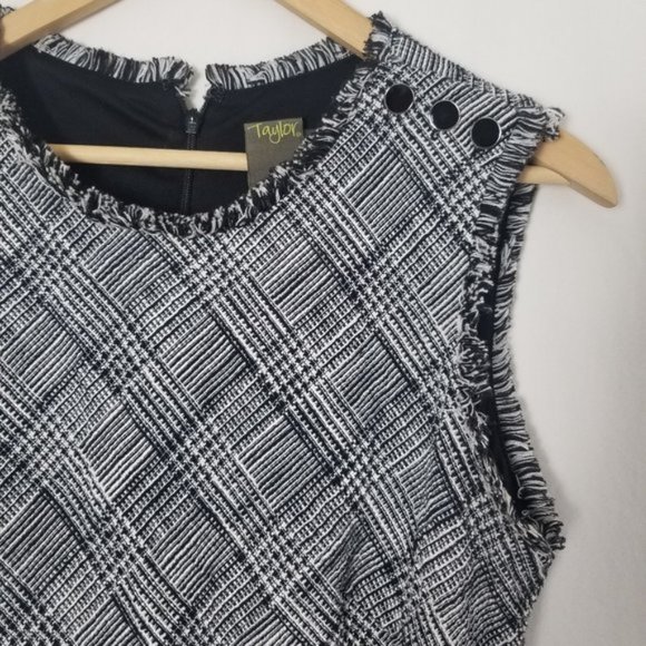 Fringe tweed Taylor sleeveless Asymmetrical dress size 10 (303) - Picture 9 of 11